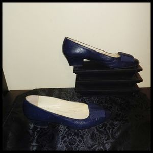 Vintage Kurt Geiger Blue Bowed Flats